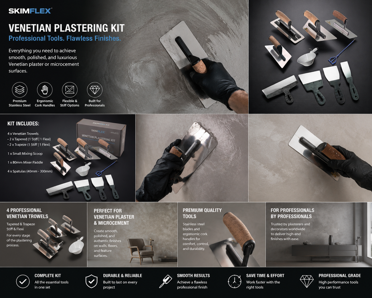 Venetian Plastering Tools Kit – Microcement Polishing Trowel Set