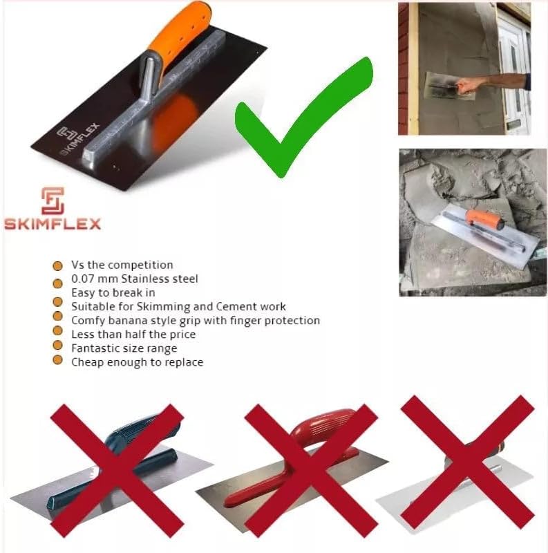 Plastering Finishing Trowel Set Stainless Steel Rubber Grip 13",14"16"