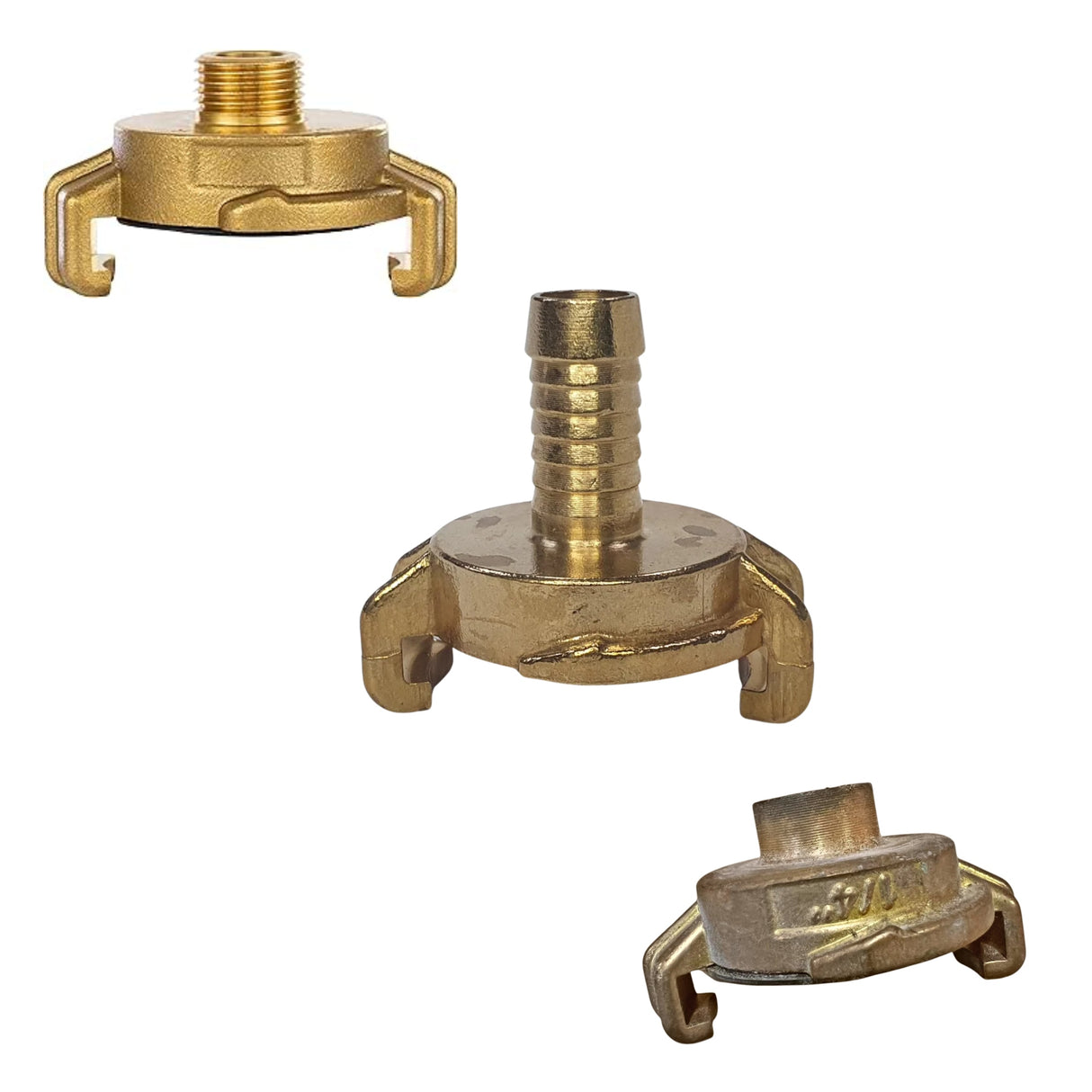 1/4 inch Geka type claw fittings including hose tail, male BSP and female BSP for air and water