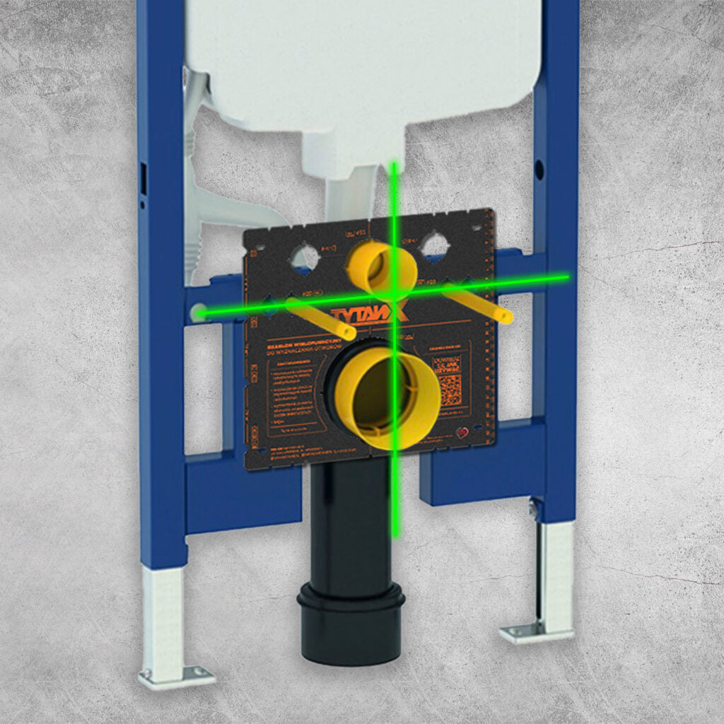 Wall hung toilet with skimflex template