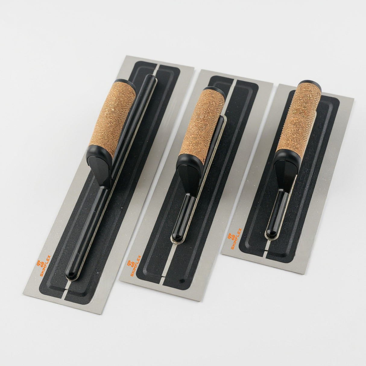 Plastering Trowel Set – Skimflex Pro Ultraflex Stainless Steel Blades Cork Handle (11", 13", 16") – Professional Finishing, Skimming Tools