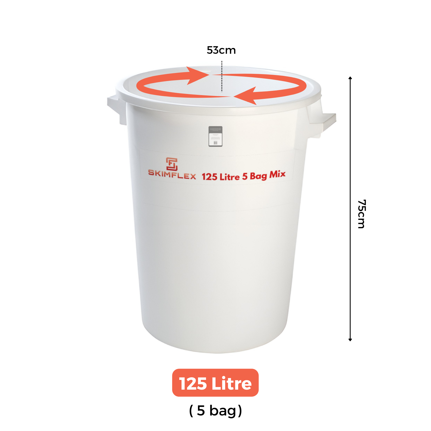 Skimflex Heavy Duty Mixing Buckets – 50L, 75L, 100L, 125L (Single & Multi-Pack)