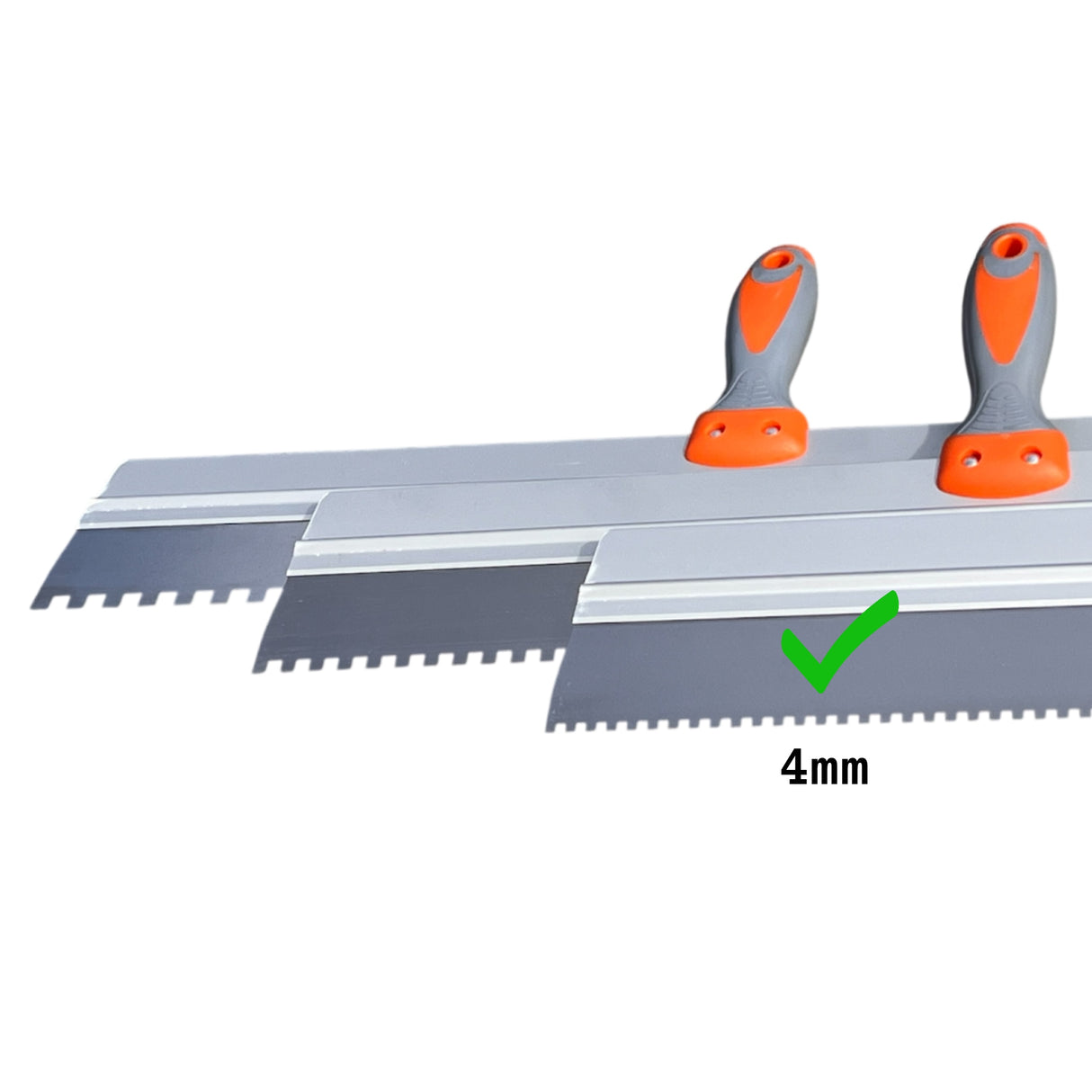 Serrated Plastering Spatula 600mm Square Notch – 4mm, 6mm, 8mm – Skimflex Pro Rubber Grip Finishing Tool