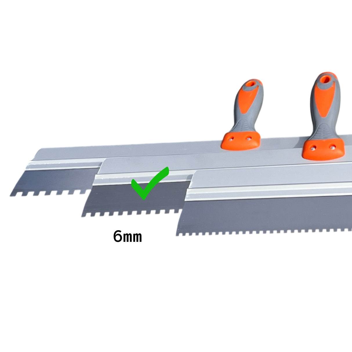 Serrated Plastering Spatula 600mm Square Notch – 4mm, 6mm, 8mm – Skimflex Pro Rubber Grip Finishing Tool