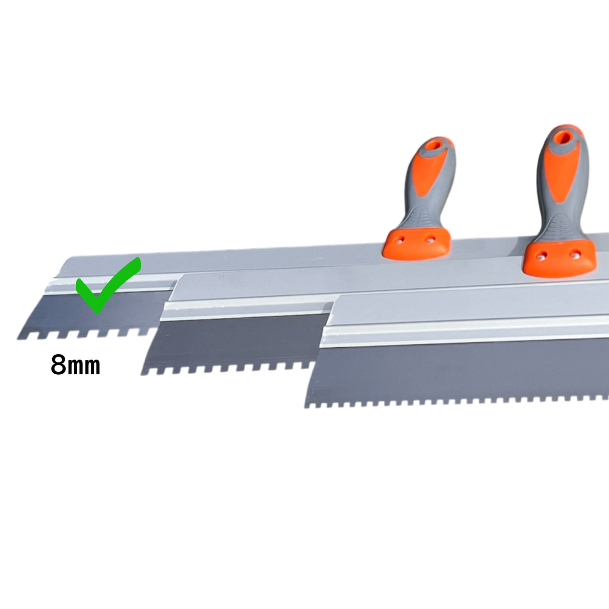 Serrated Plastering Spatula 600mm Square Notch – 4mm, 6mm, 8mm – Skimflex Pro Rubber Grip Finishing Tool