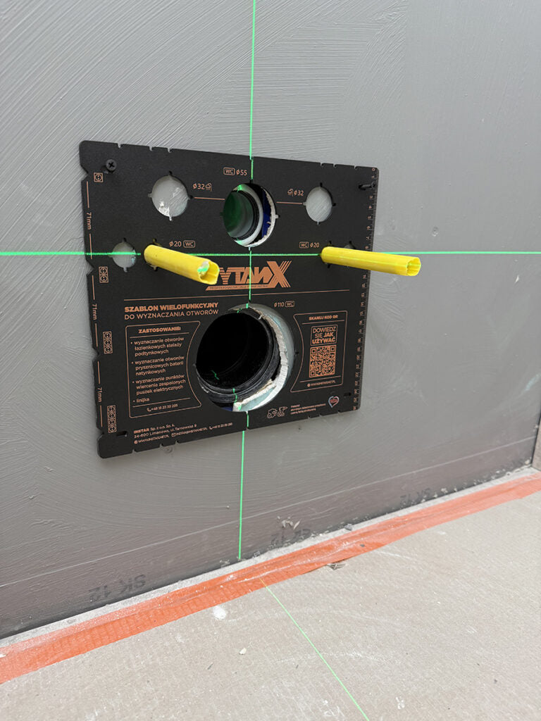 holesaw template set for cutting of wall hung toilet