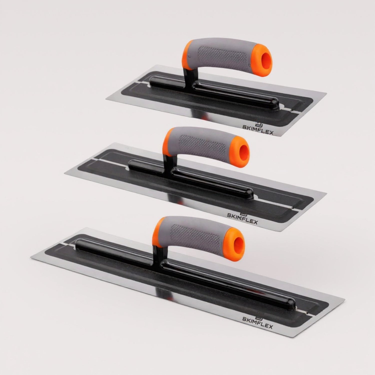 Plastering Trowel Set – Skimflex Pro Ultraflex Stainless Steel Blades Cork Handle (11", 13", 16") – Professional Finishing, Skimming Tools