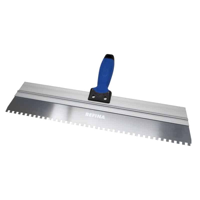Refina 6mm square notched stainless steel blade close-up