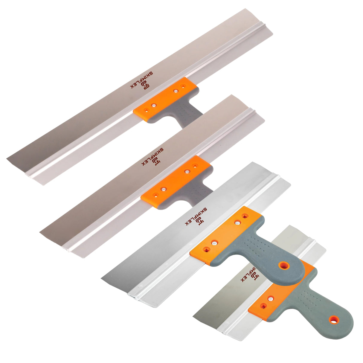 Skimflex Plaster Spatula – Stainless Steel Flattening Tool with Cork or Rubber Handle (10"-24")