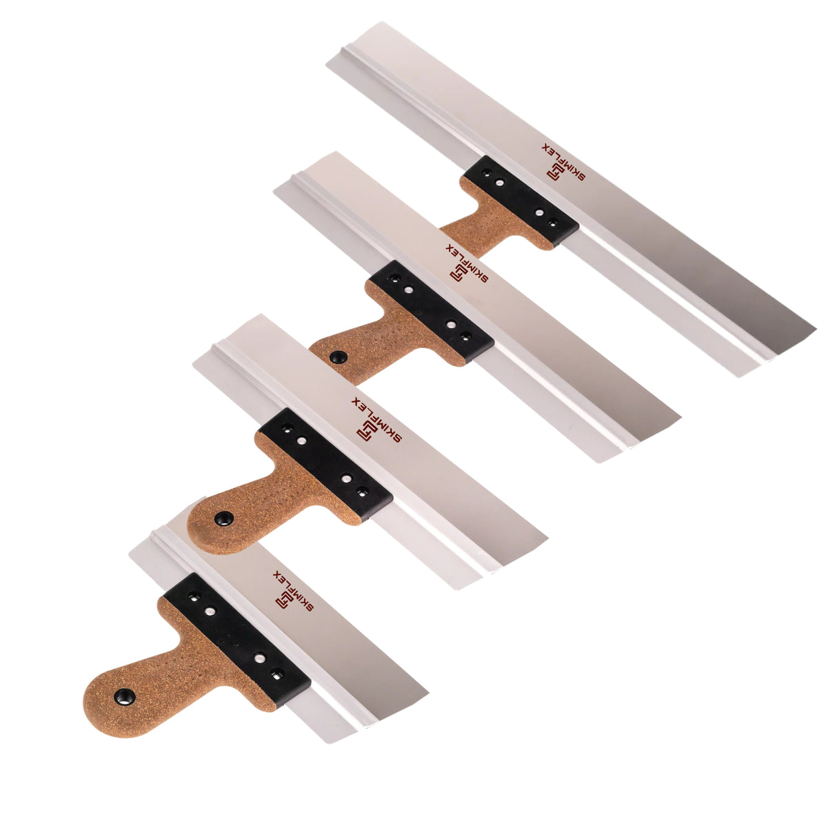Skimflex Plaster Spatula – Stainless Steel Flattening Tool with Cork or Rubber Handle (10"-24")