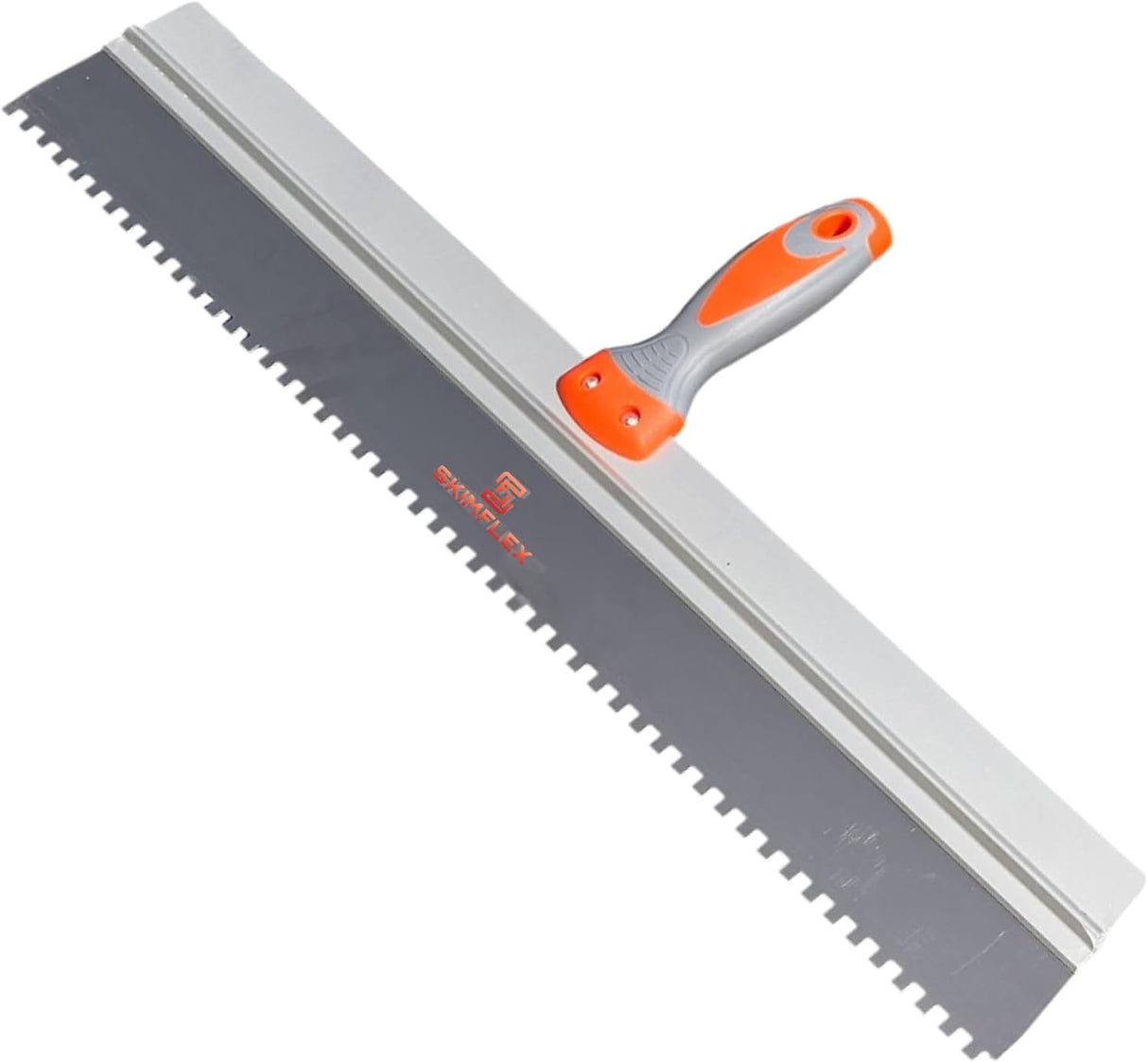 Serrated Plastering Spatula 600mm Square Notch – 4mm, 6mm, 8mm – Skimflex Pro Rubber Grip Finishing Tool