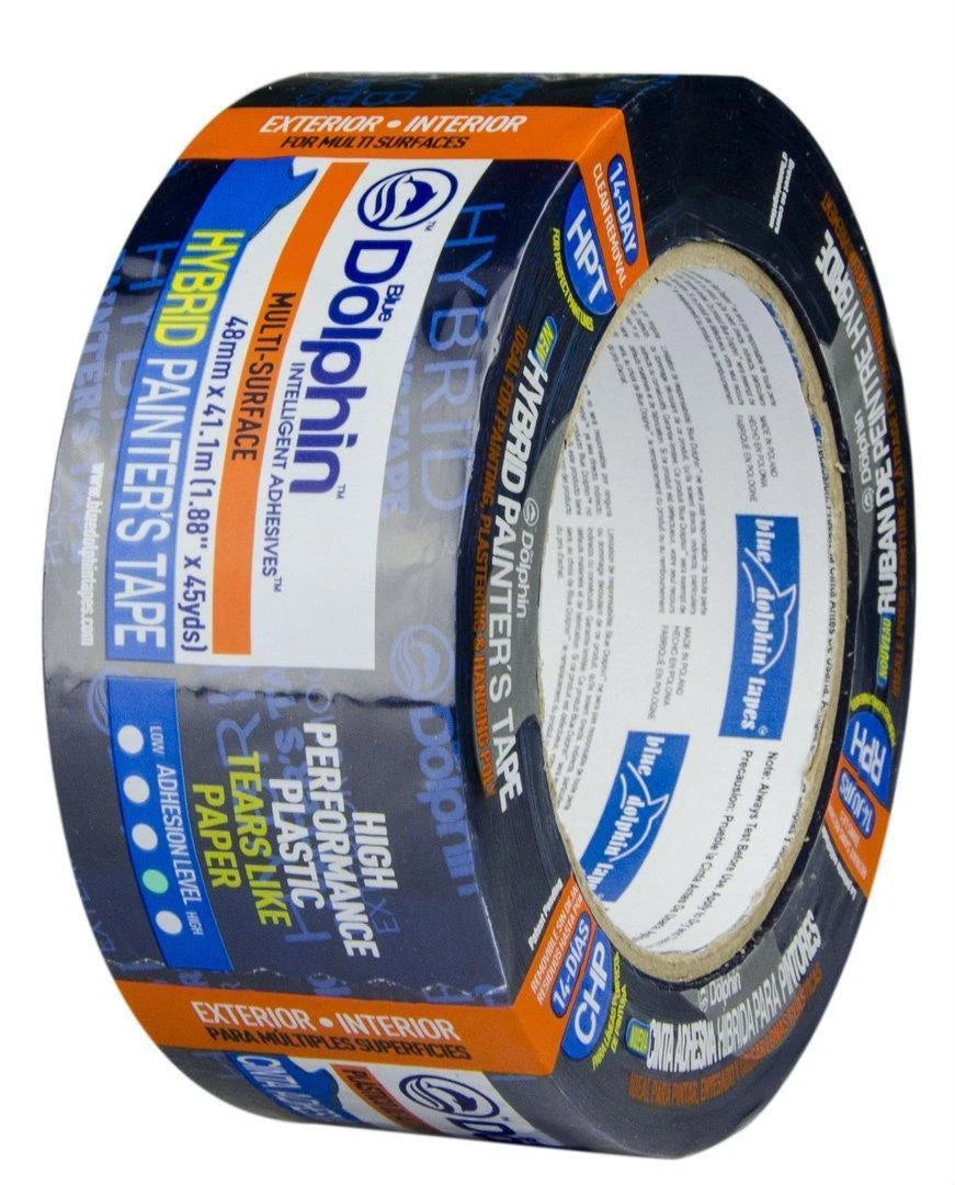 Blue Dolphin Hybrid professional masking tape for acrylic and silicone render top coats