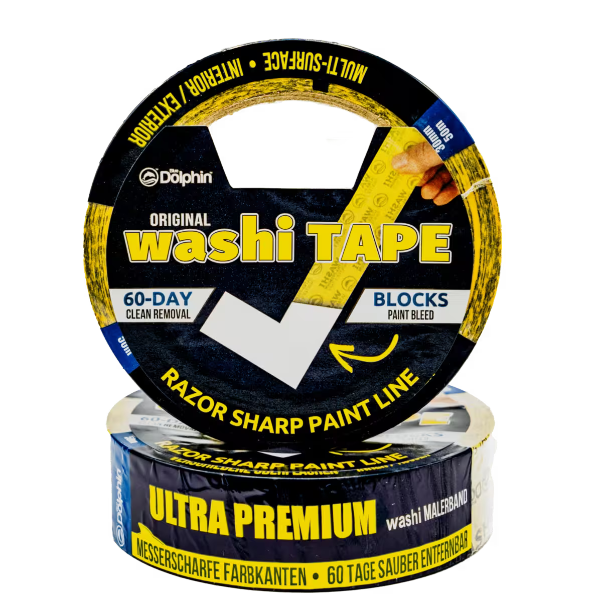 Blue Dolphin Washi masking tape for protecting window frames and trims during silicone rendering, acrylic top coats and painting
