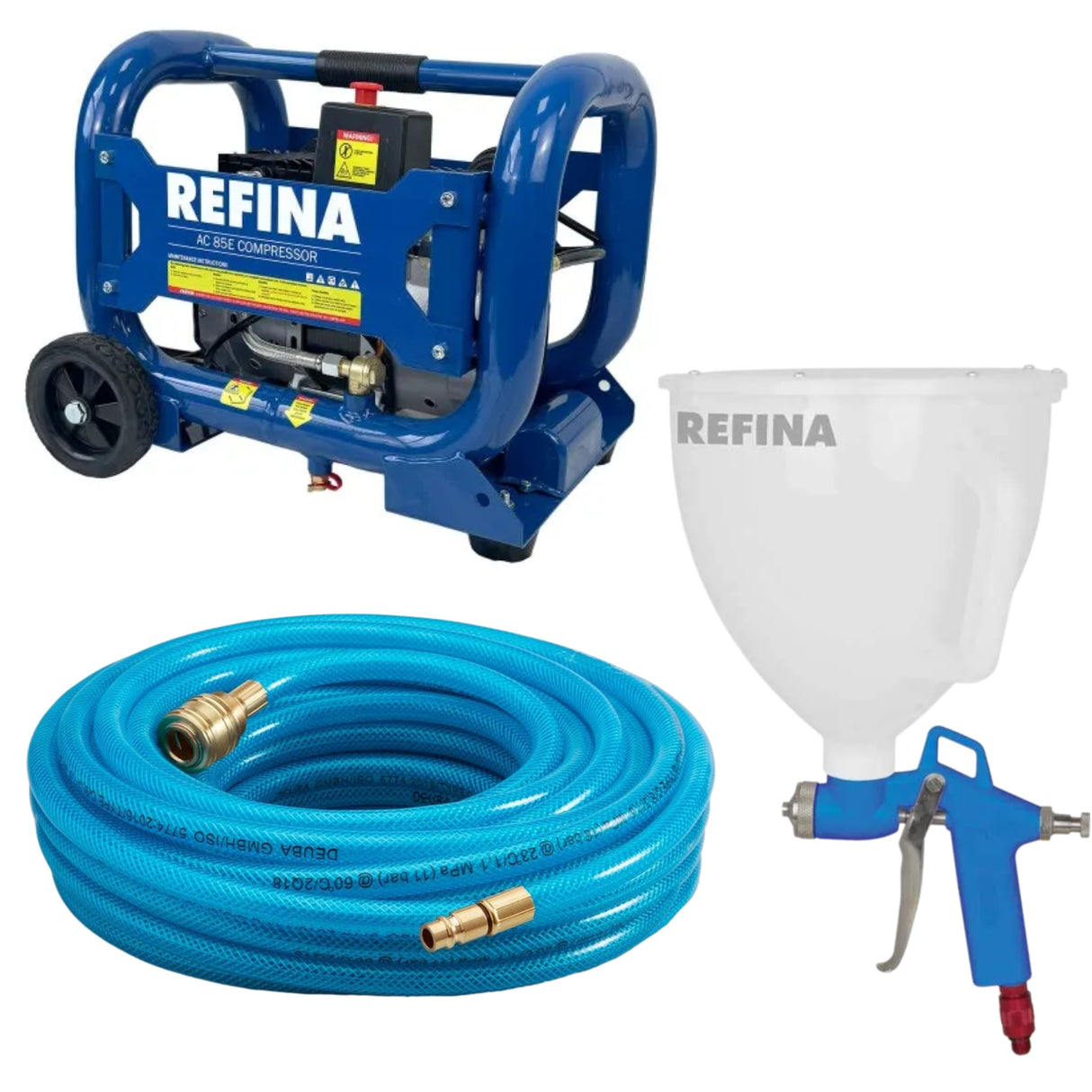 Refina compact compressor with hoper spay gun
