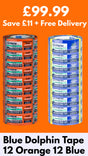 a mix of blue dolphin orange and blue protection tapes for plastering