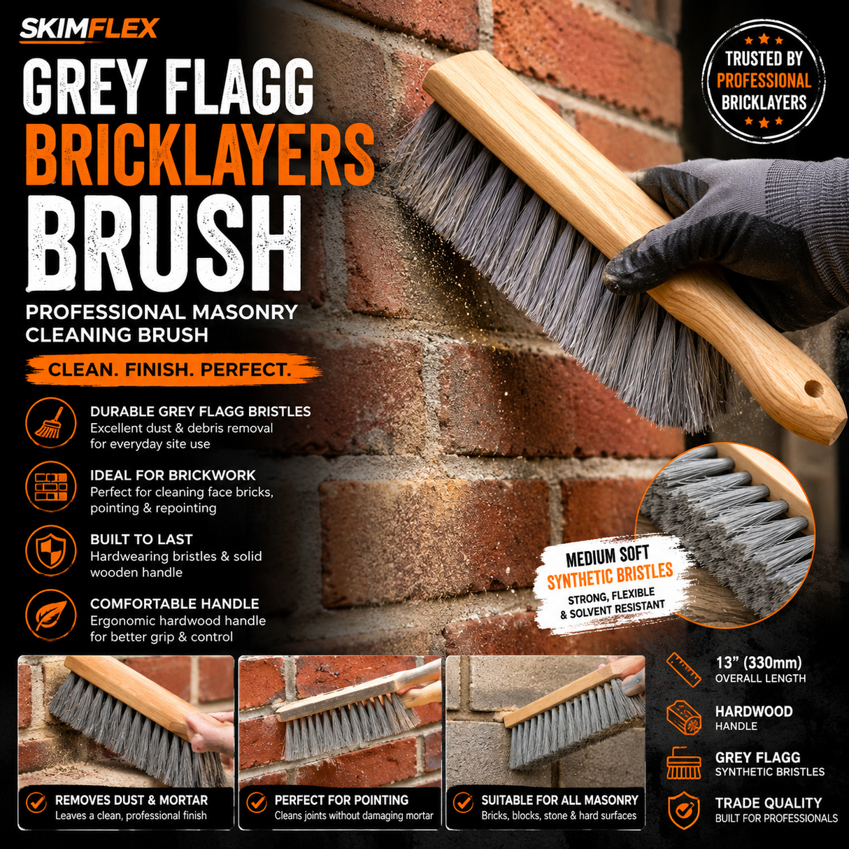 Grey Flagg masonry brush for brickwork blockwork and stone cleaning