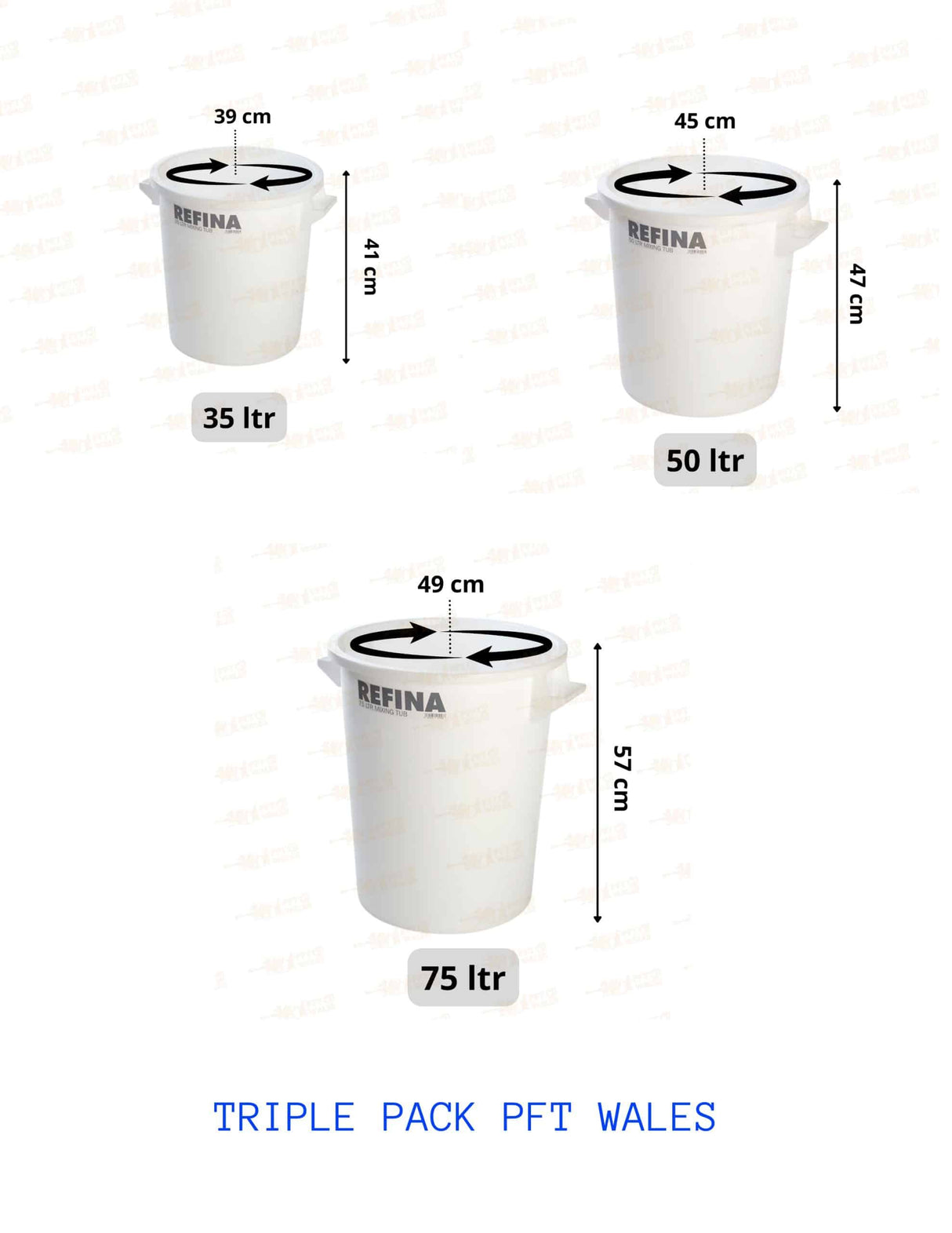 Mixing buckets Refina White X1  Plaster Render Screed Grout various sizes