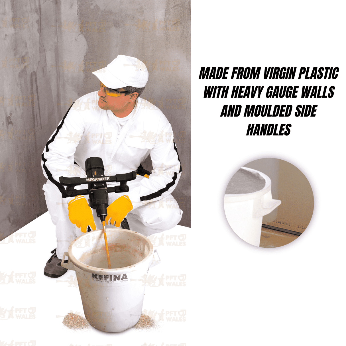 Mixing buckets Refina White X1  Plaster Render Screed Grout various sizes