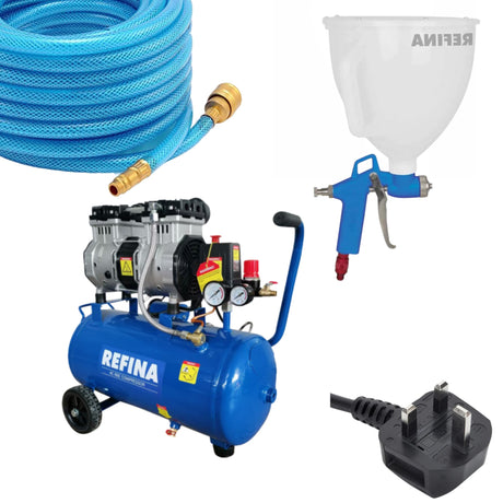 Refina air hopper gun with 230v air compressor and air hose