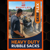 Skimflex 120/240L Heavy Duty Rubble Sacks – 75 Micron Black Builders Waste Bags (Roll of 10)