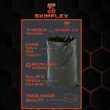 Skimflex 120/240L Heavy Duty Rubble Sacks – 75 Micron Black Builders Waste Bags (Roll of 10)