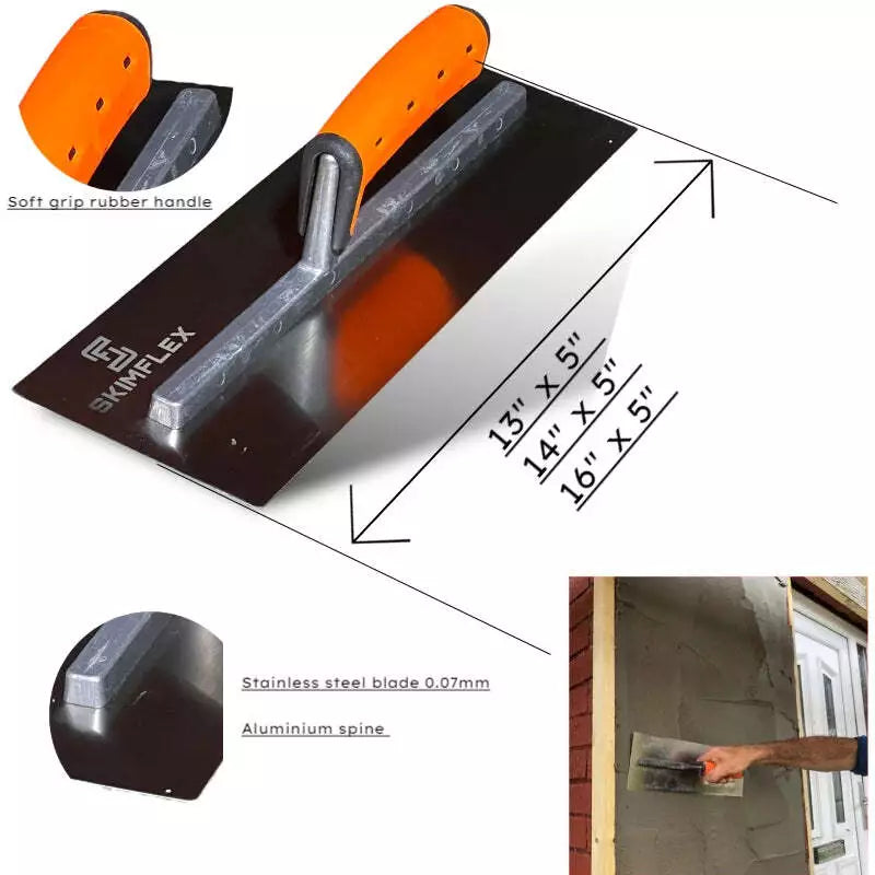 Plastering Finishing Trowel Soft Grip Stainless Steel Professional Plasterers