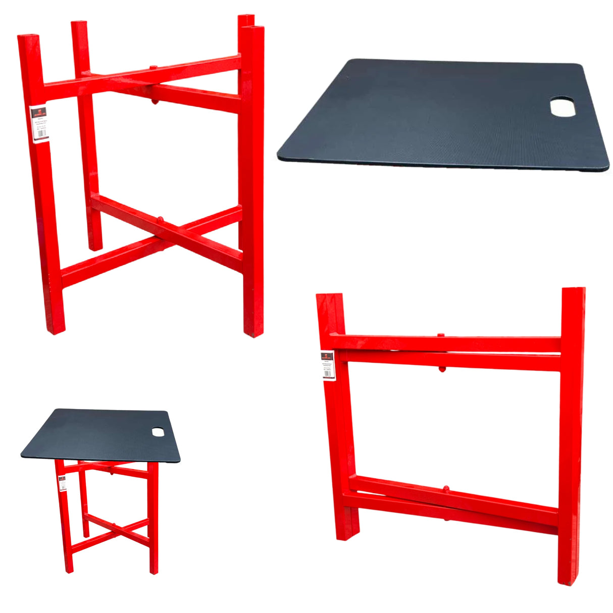 Skimflex Bricklayers Spot Board Stand – Heavy Duty Mortar Board Holder, Red Powder Coated Steel, Foldable, 500mm / 750mm / 900mm