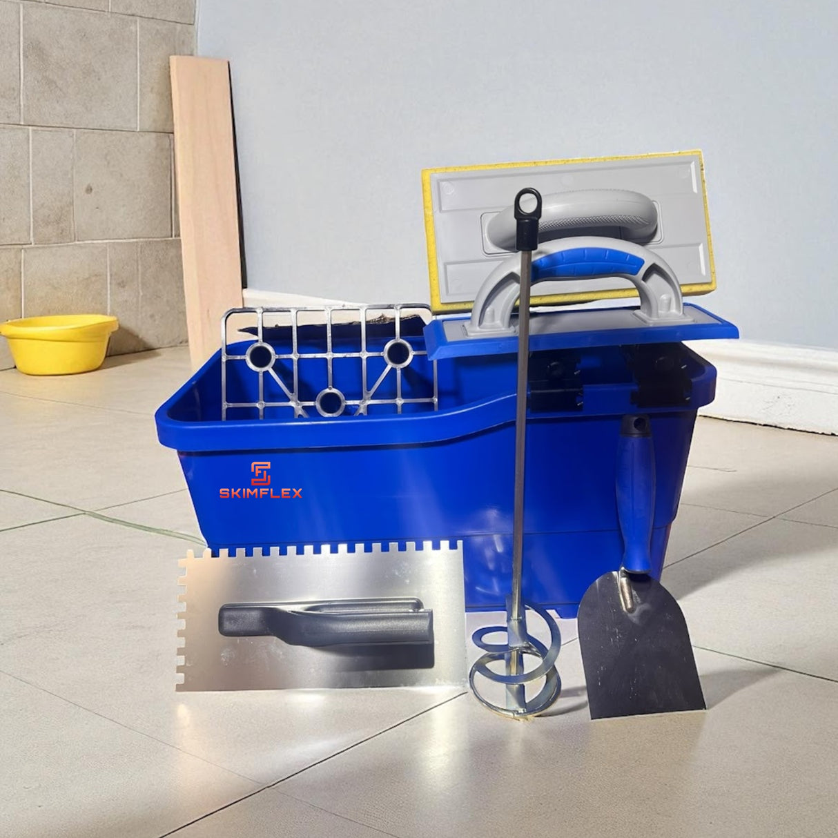 Tilers Washboy Set – Skimflex Bucket, Sponge, Grout Float, Paddle & Trowels